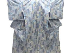 重ね色紙に草花模様織出し本場泥大島紬着物